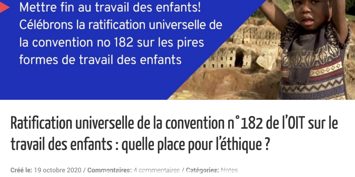 Ratification universelle de la convention n°182 de l'OIT sur le travail des enfants : 